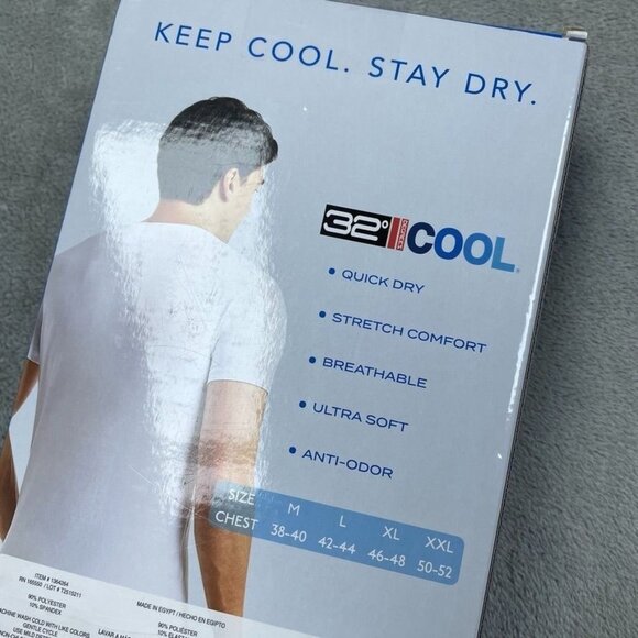 Mens 3-Pack 32 Degrees Cool Crew Neck T-Shirts White Size L d0088 - Picture 2 of 5